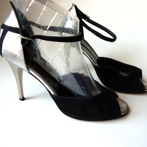 Madreselva Argentine Tango leather suede dance shoes heels silver black 6